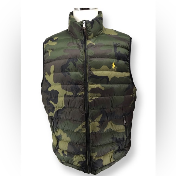 Polo Ralph Lauren Other - Polo Ralph Lauren camo down vest with yellow interior XL